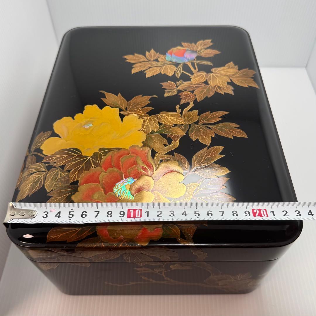 新品 輪島塗 文箱 文庫 硯箱 青貝 螺鈿 牡丹 天然木 漆 漆器 伝統工芸