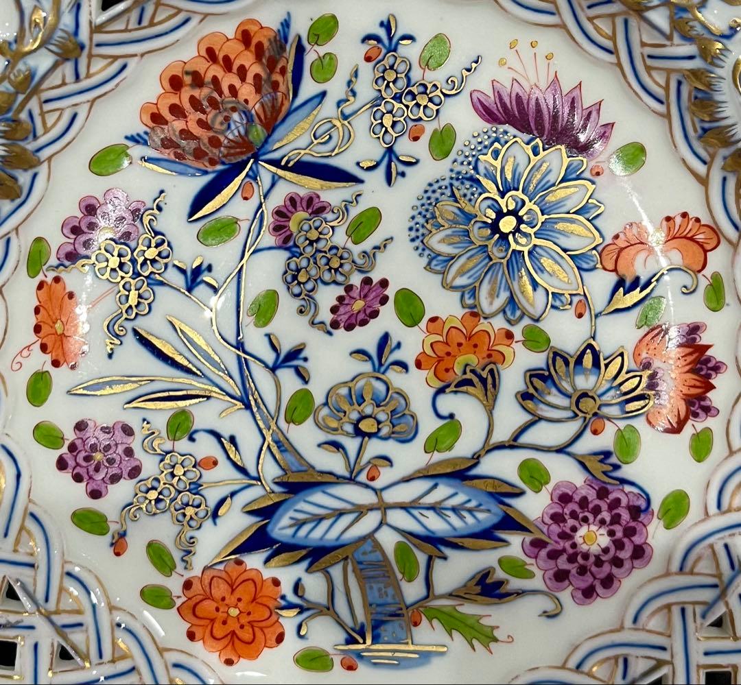 Meissenマイセン/※最上級豪華 カラーオニオン ピアスプレ―ト　飾り皿　B