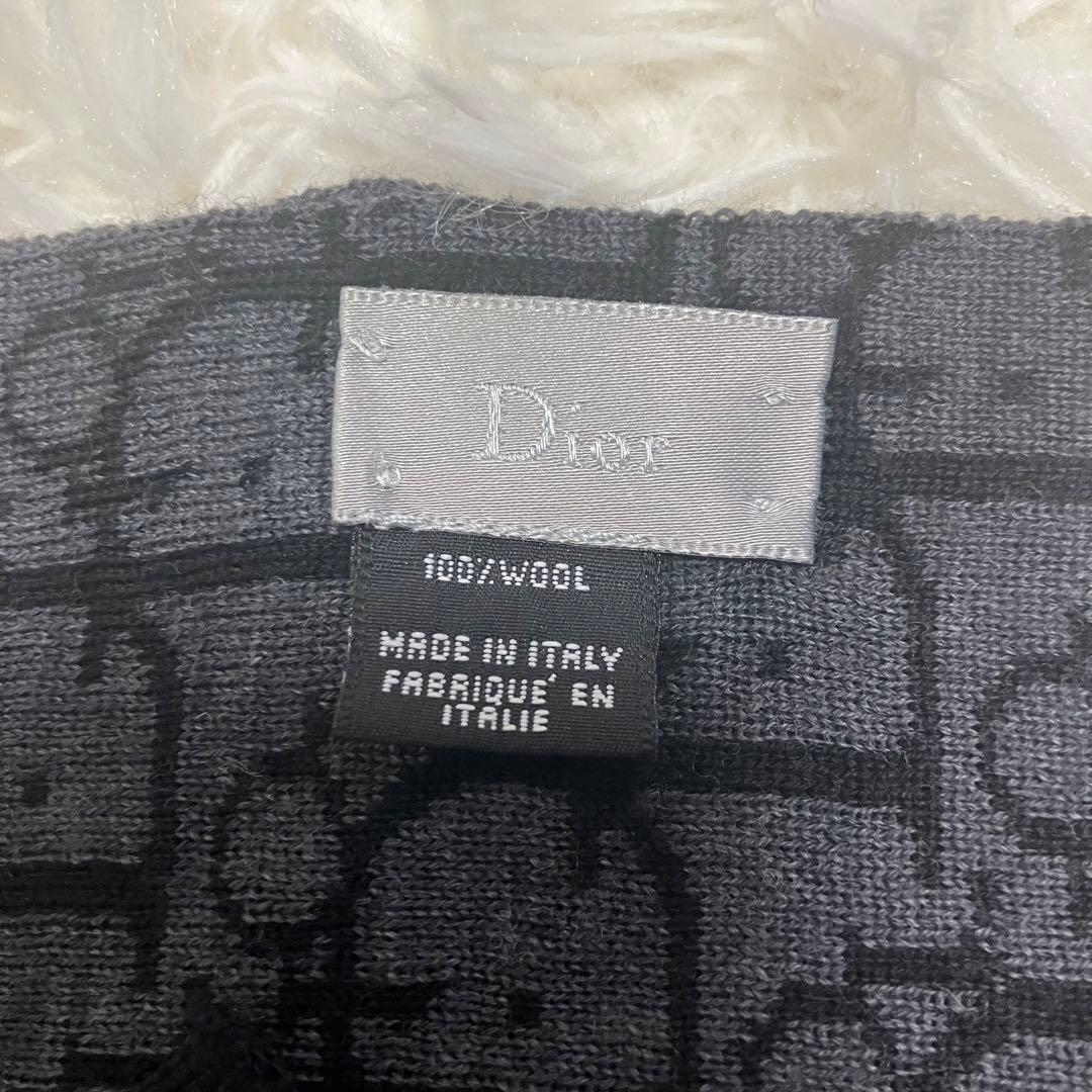 【美品】現行 Dior マフラー トロッター ストール ユニセックス 黒 灰色