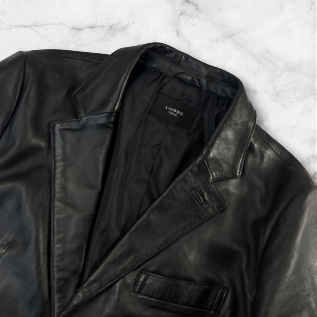 新品同様 LIUGOO TOKYO 2Bレザーテーラードジャケット M 羊革
