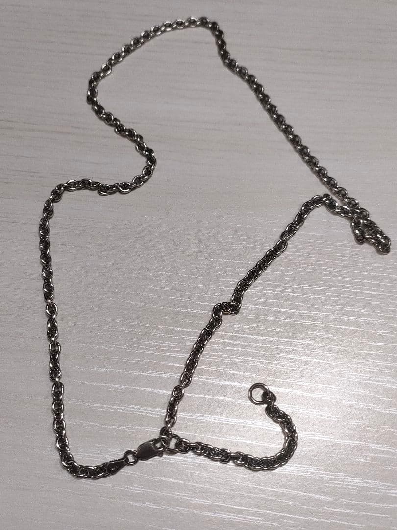 シルバー925製あずきチェーンネックレス56㌢幅3.7㍉17㌘刻印有イタリア製