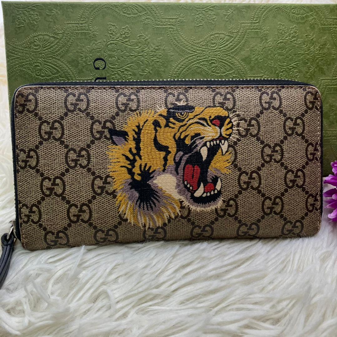 未使用級✨グッチ　長財布　ラウンドファスナー 虎　タイガー　メンズ