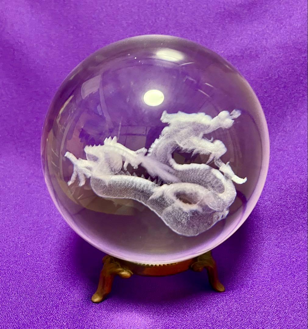 大玉10cm 水晶玉4個セット 鳳凰・龍・亀・虎