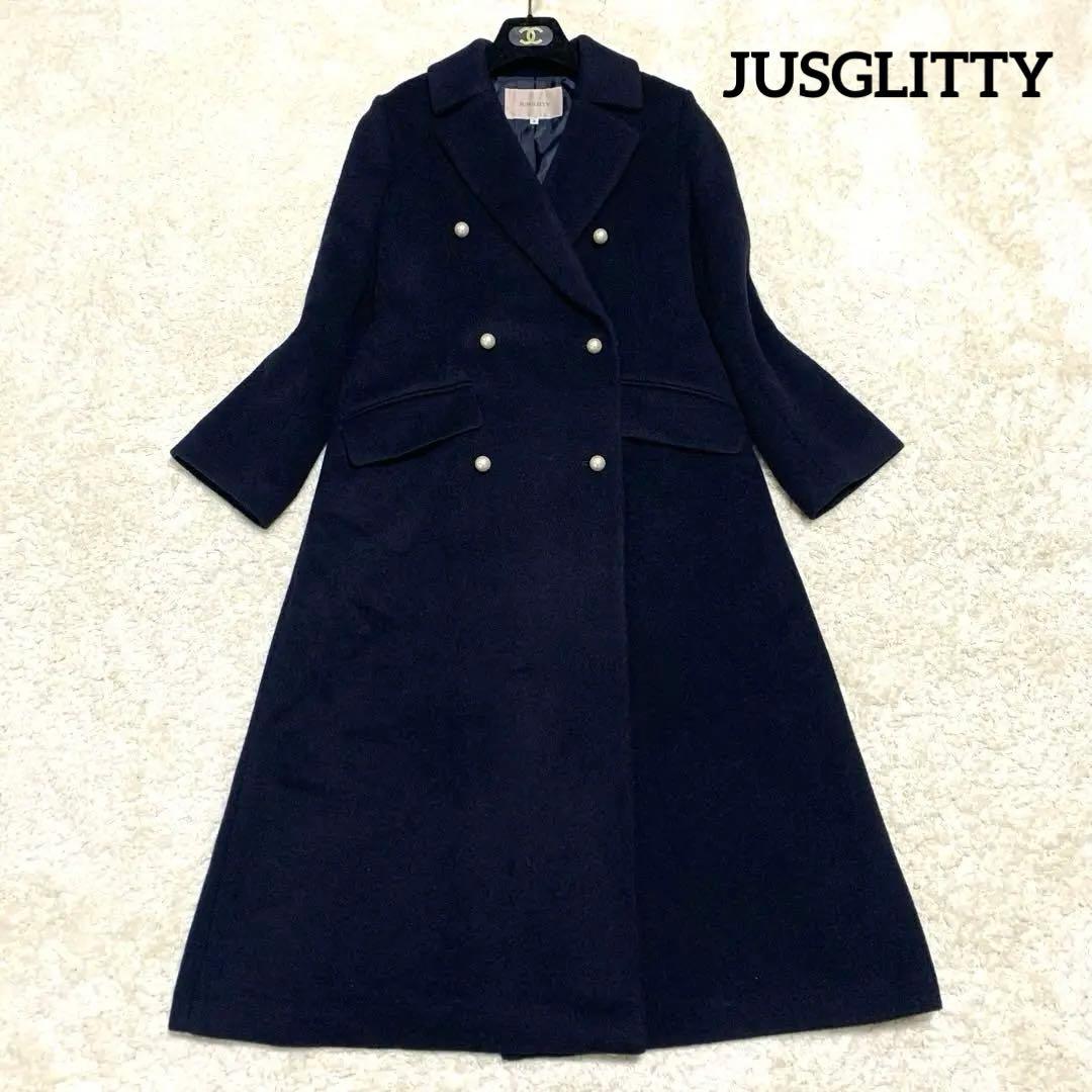 あ*け様 【極美品】ジャスグリッティー パールボタンチェスターコート ロングコー