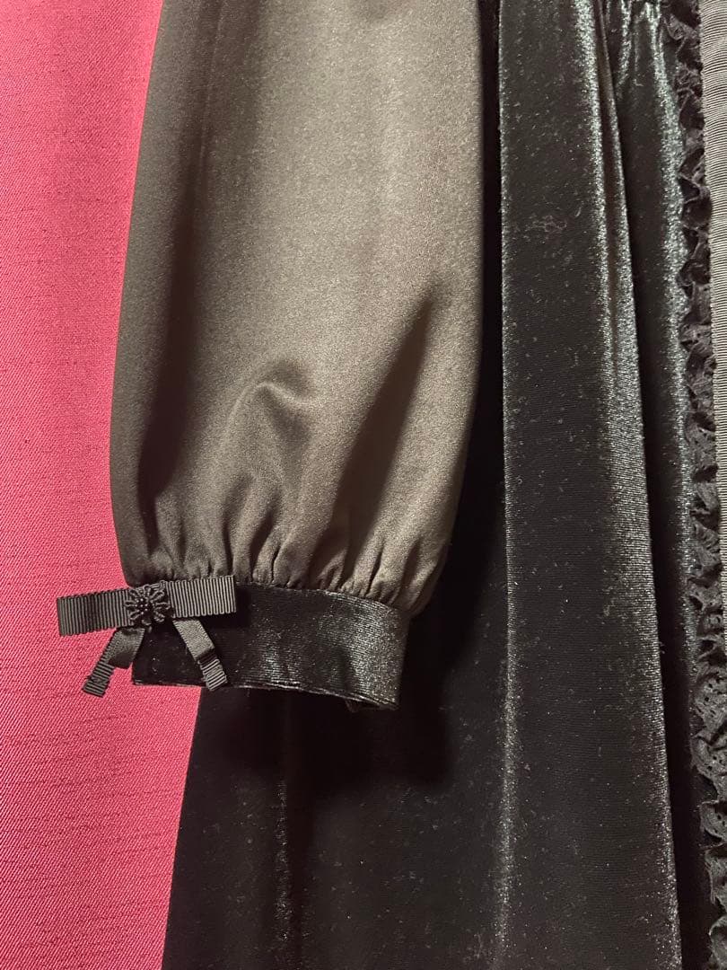 スーパービューティーSuper Beautyベロア長袖フードコートワンピース44