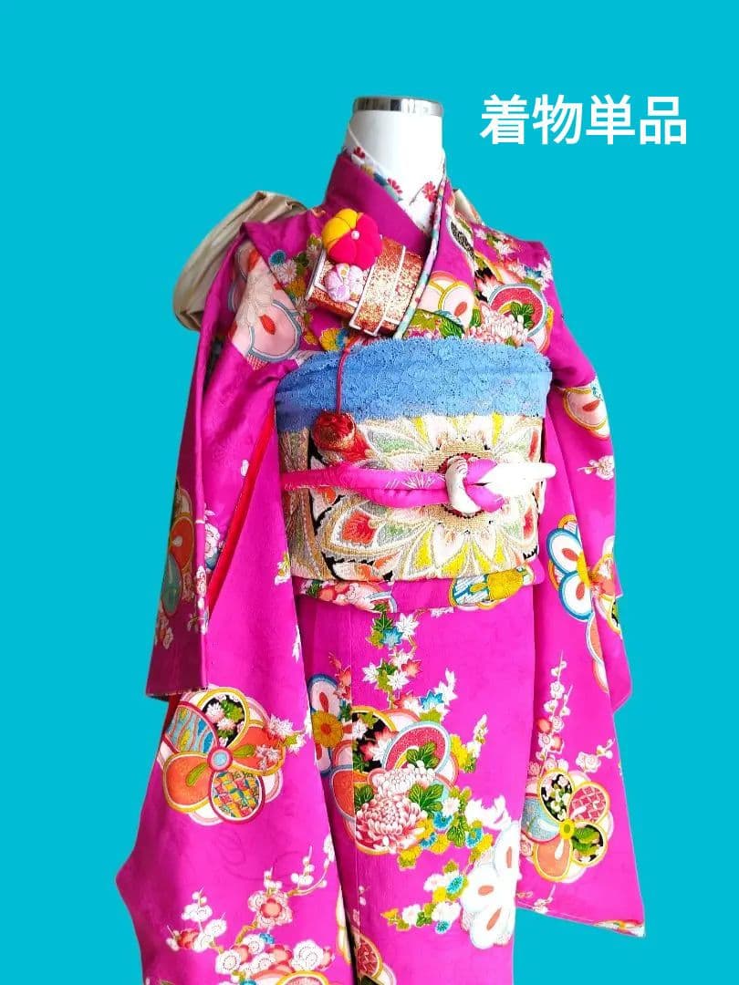 アンティークマゼンタピンクの着物単品
