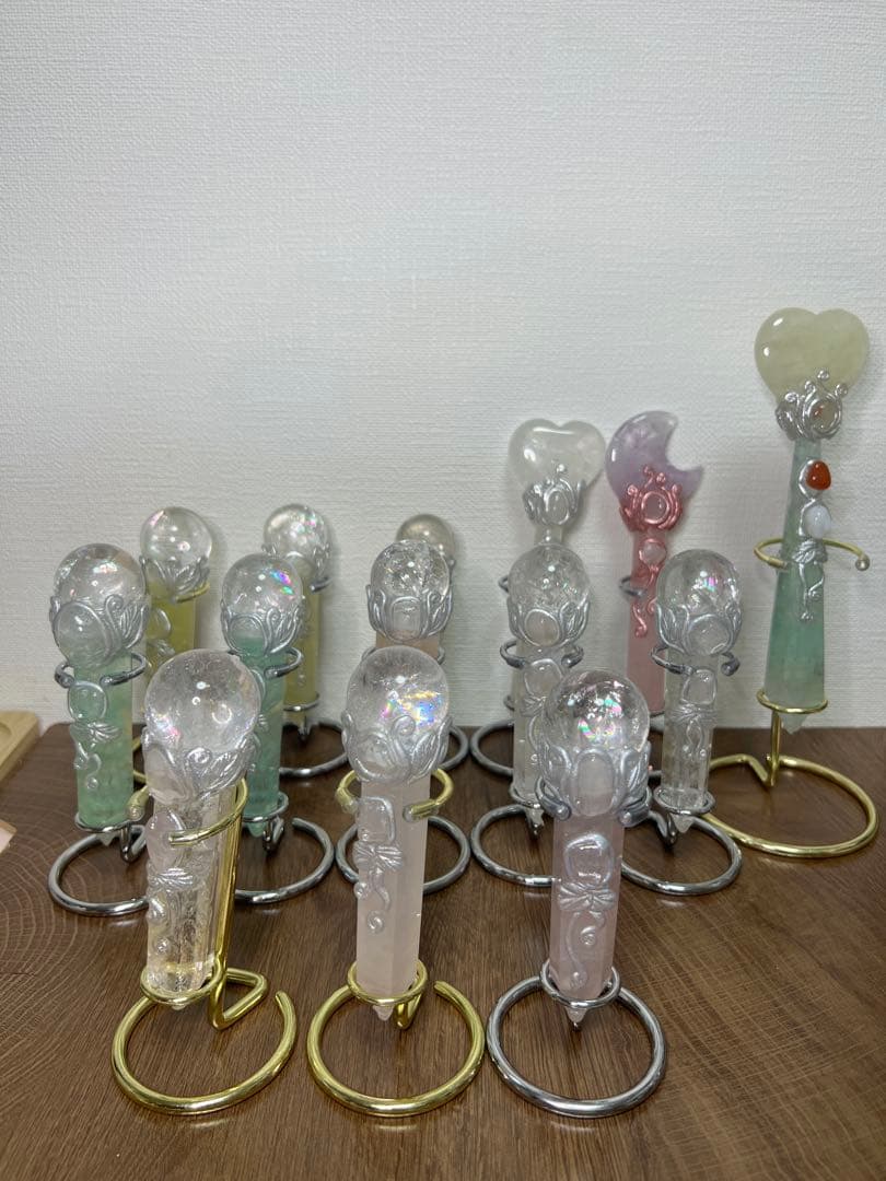 癒しページ　新作　アイリスクォーツ　マジックワンド　置物　台座付き