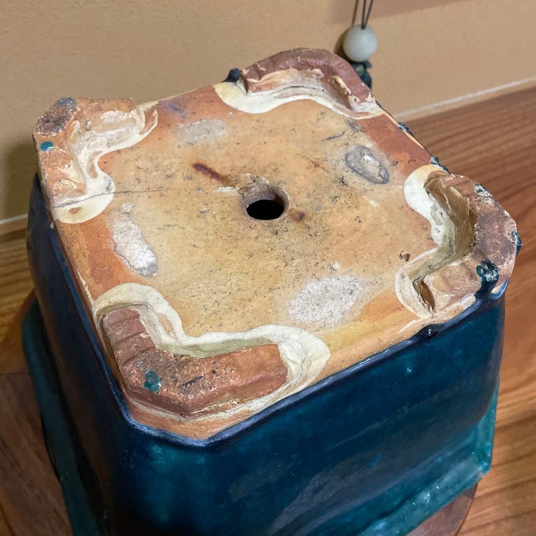 盆栽鉢 陶器製 八角形 釉薬 広東鉢 大型