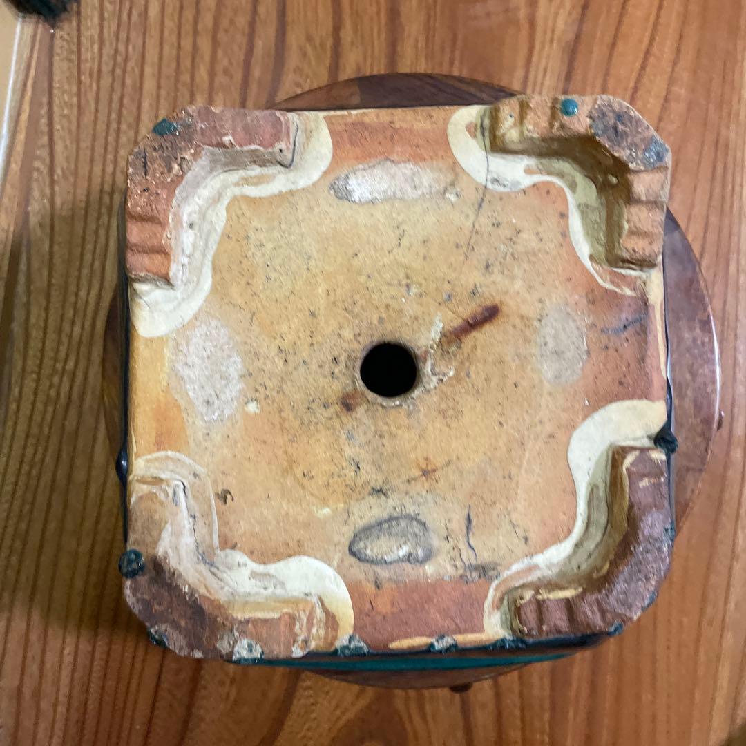 盆栽鉢 陶器製 八角形 釉薬 広東鉢 大型