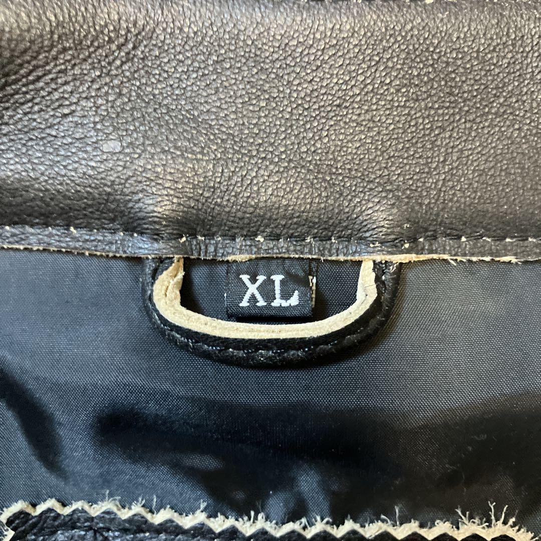 【美品】 Affliction シングルライダースジャケット スカル 刺繍 XL