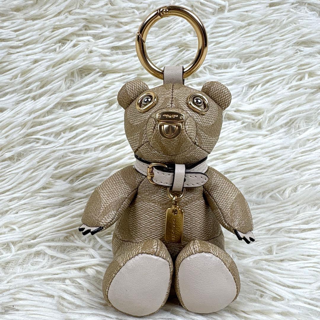 美品、コーチ、COACH、シグネチャー、ベア、チャーム、キンホルダー