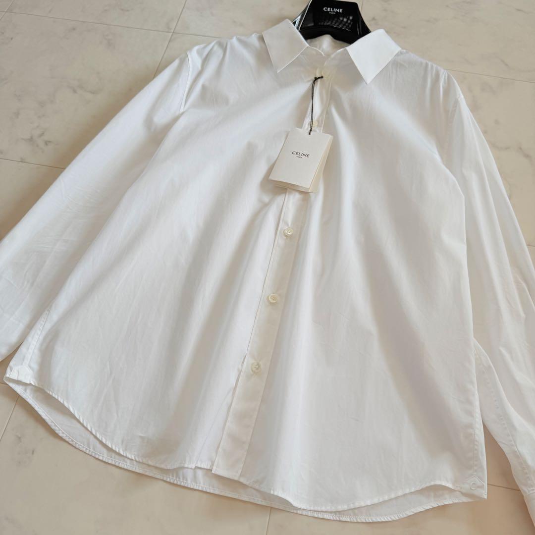 新品同様 タグ付き★CELINE エディ期 コットンドレスシャツ 44 ホワイト