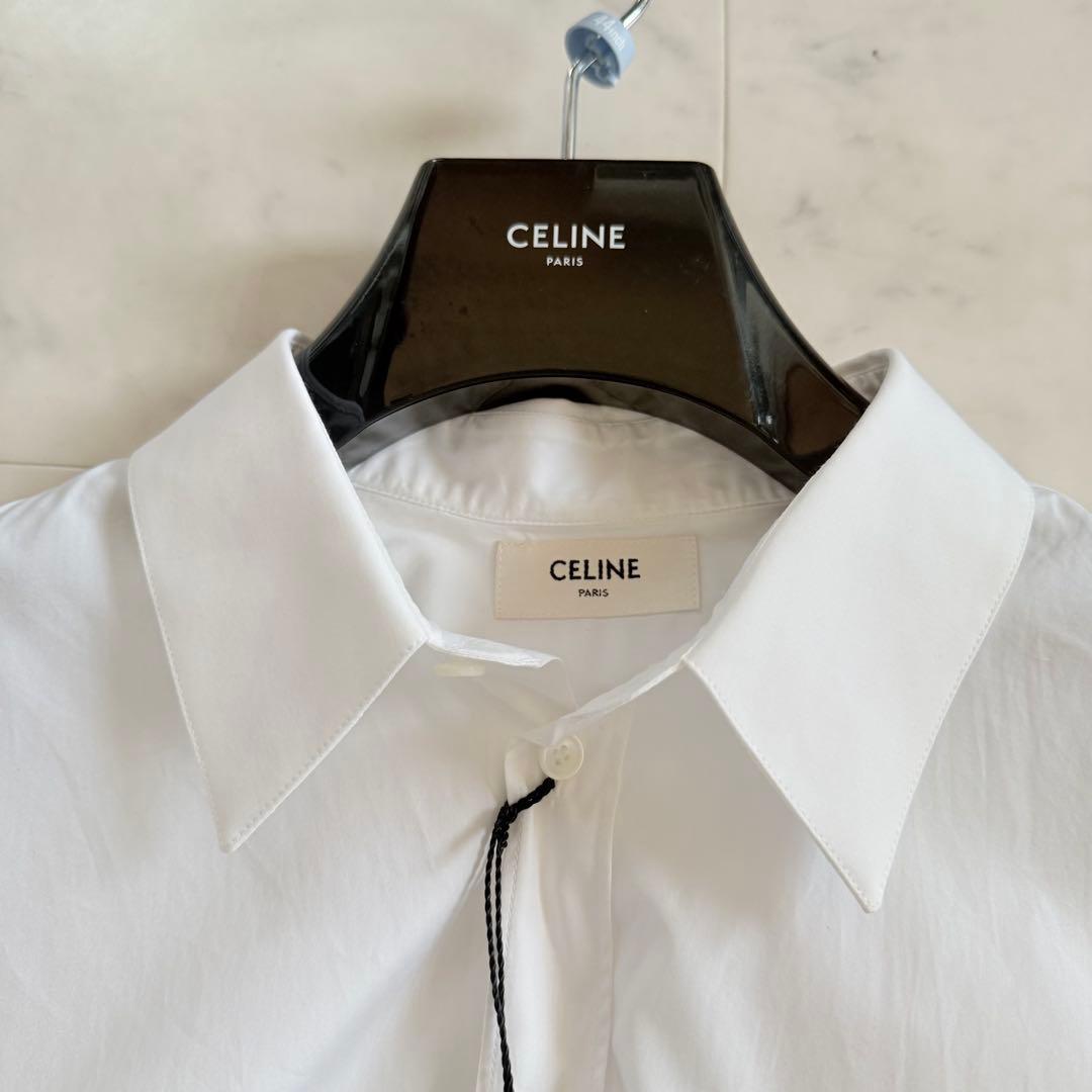 新品同様 タグ付き★CELINE エディ期 コットンドレスシャツ 44 ホワイト