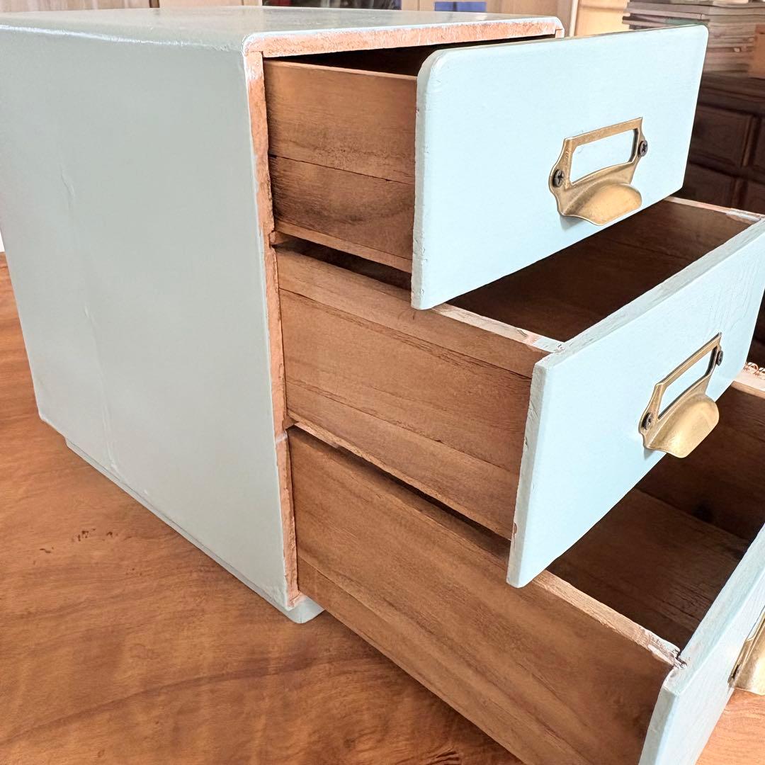 「フレンチヴィンテージ3段小引き出し｜1950年代×ナチュラルレザー付き」