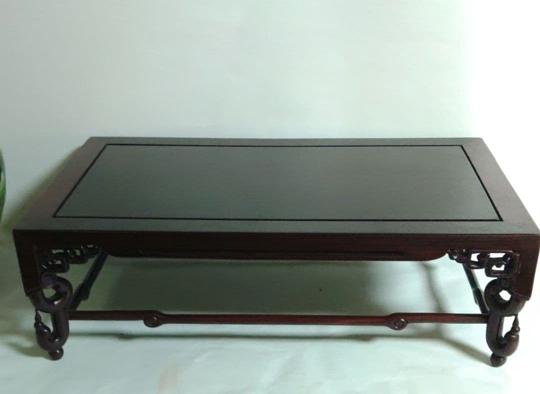 花台　中国美術 　古玩　唐木　平卓花台　中国　横幅約40cm　飾り台　煎茶道具