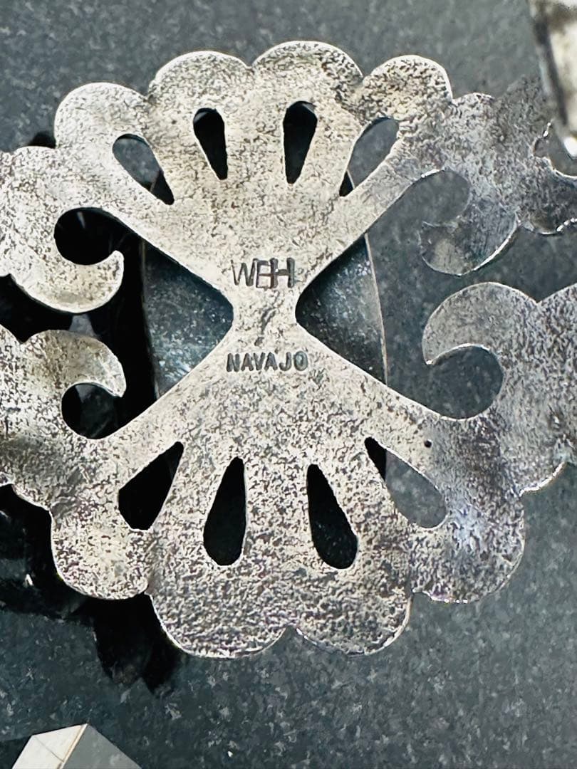 NAVAJO ナバホ モーガン ビッグターコイズ  サンドキャストワイドバングル