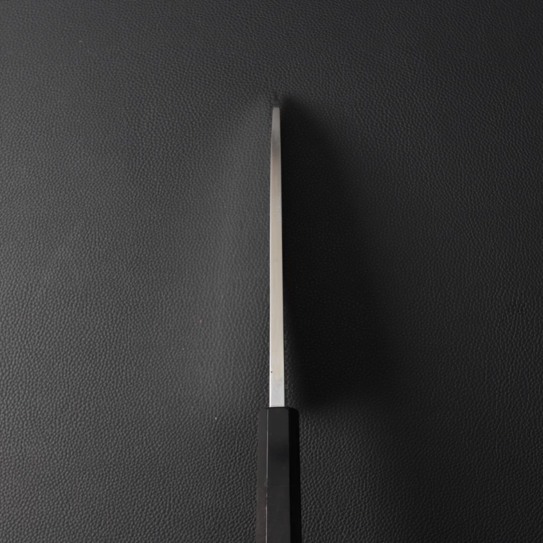 10744鏡面仕上げ 出刃包丁 6寸 刃渡り180 刺身包丁 黒檀黒水牛角八角柄