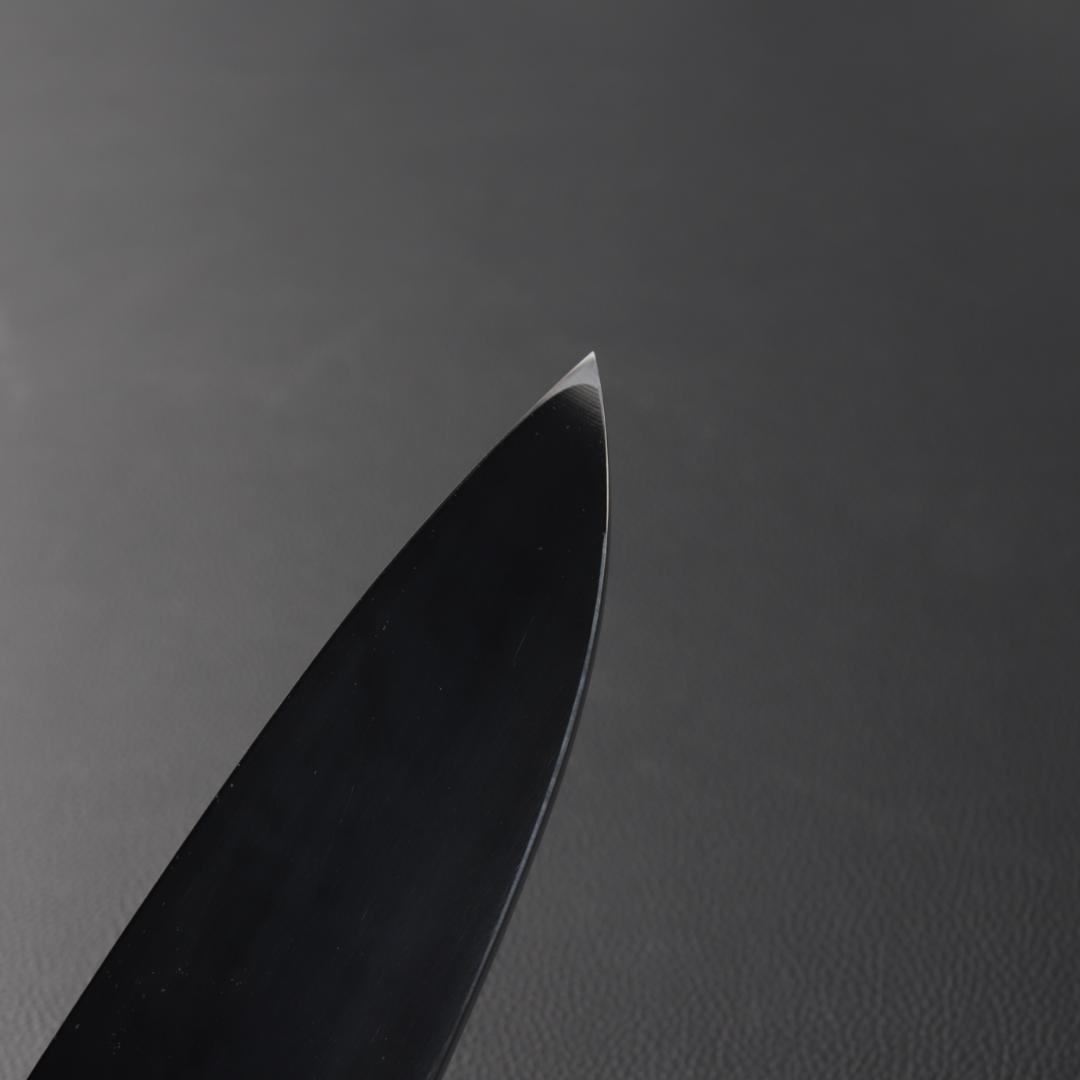 10744鏡面仕上げ 出刃包丁 6寸 刃渡り180 刺身包丁 黒檀黒水牛角八角柄