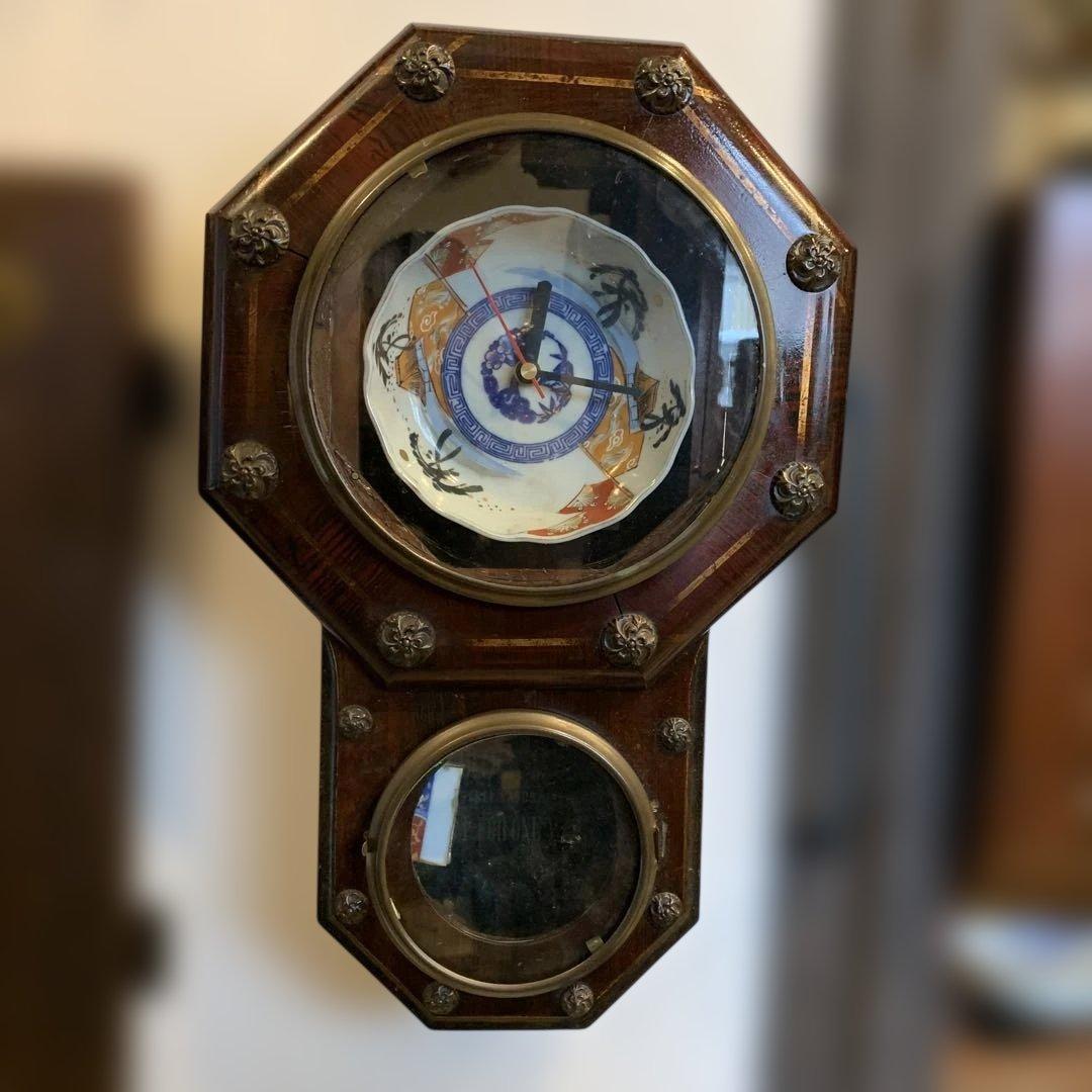 ノブ　そ　様　 専用 日本時計株式会社の柱時計枠　アンティーク赤柄古伊万里