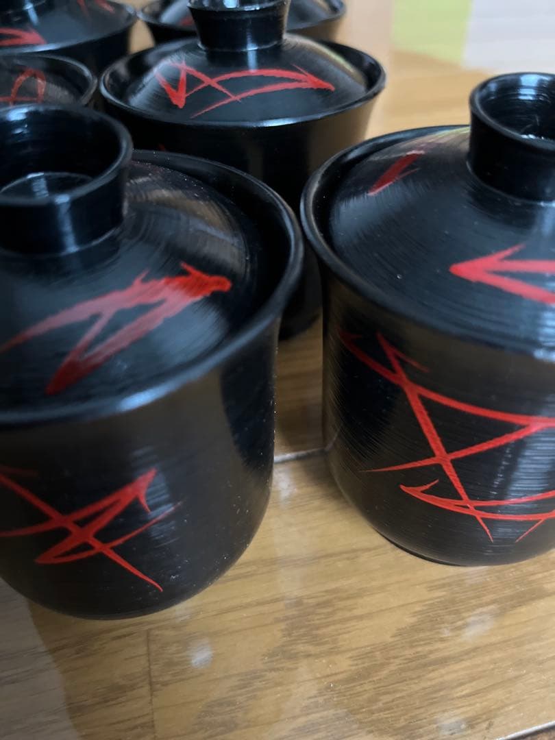 黒漆塗　松葉蒔絵　吸物椀　箸洗い　茶懐石　未使用品　12客