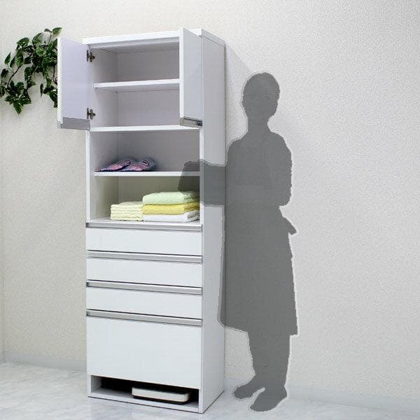 洗面所収納 キャビネット ランドリー チェスト 幅60 白 日本製 完成品