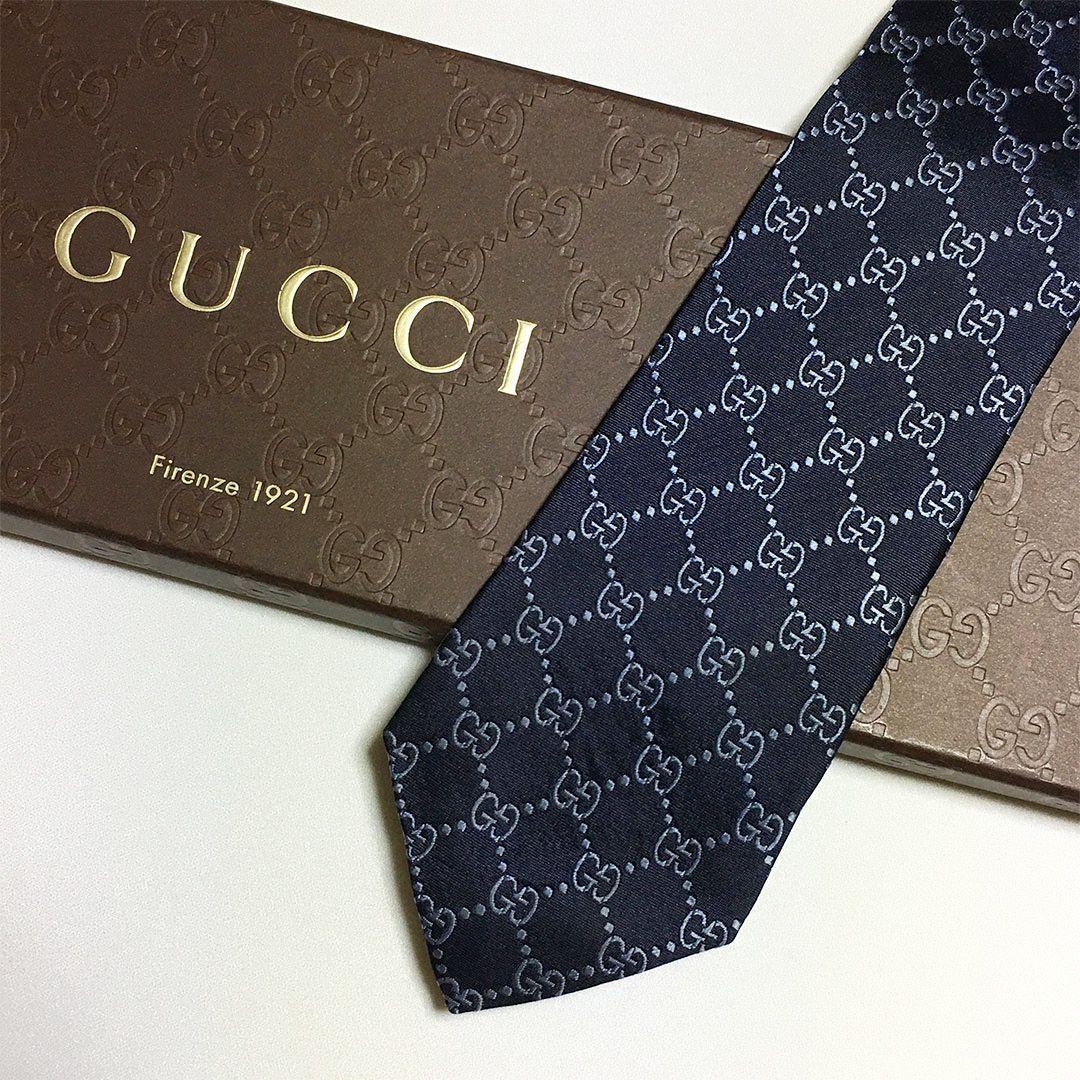 未使用級 グッチ GUCCI ネクタイ シルク GG柄 総柄 ダブルG グッチ