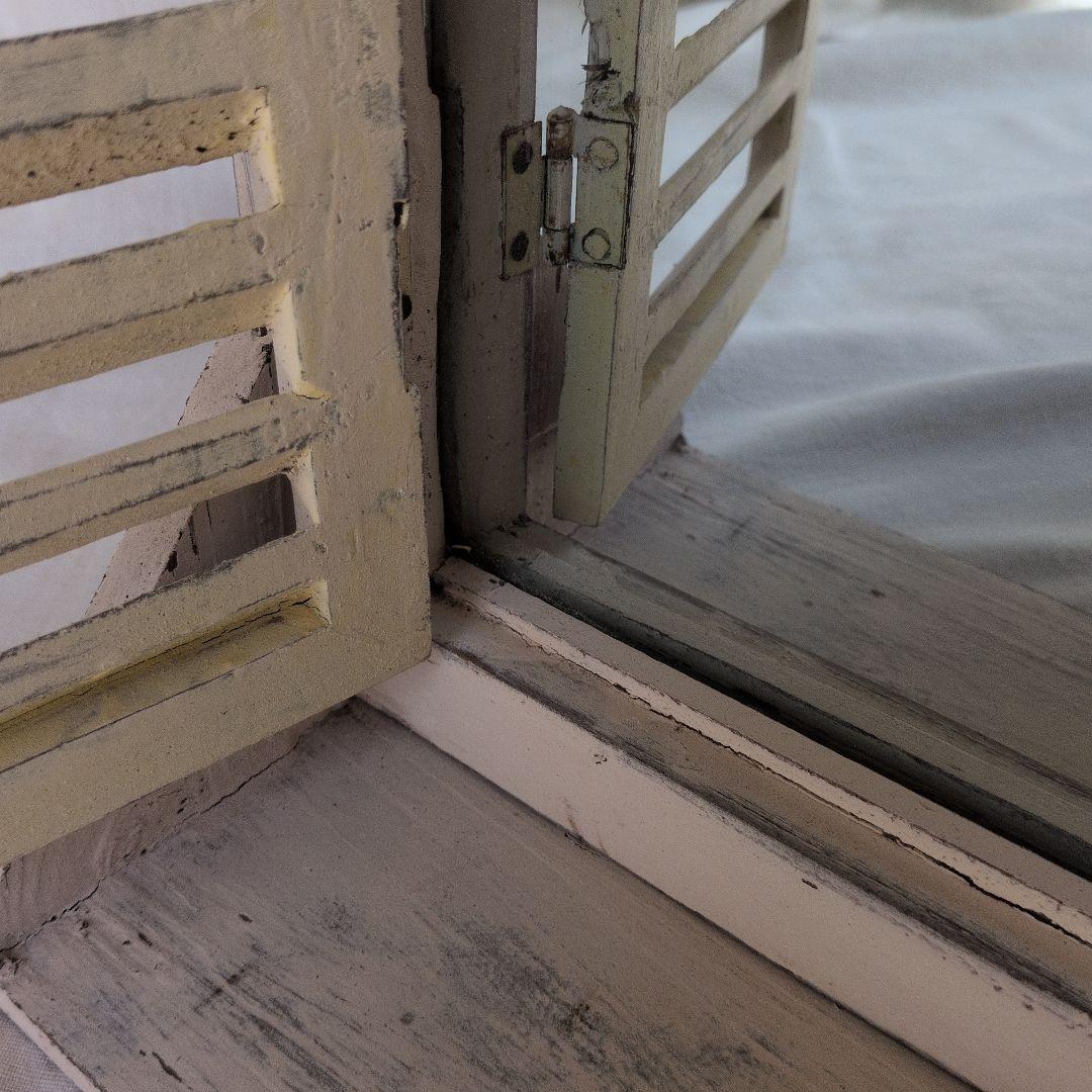 ルーバーミラー アンティーク調 ウォールミラー シャビー