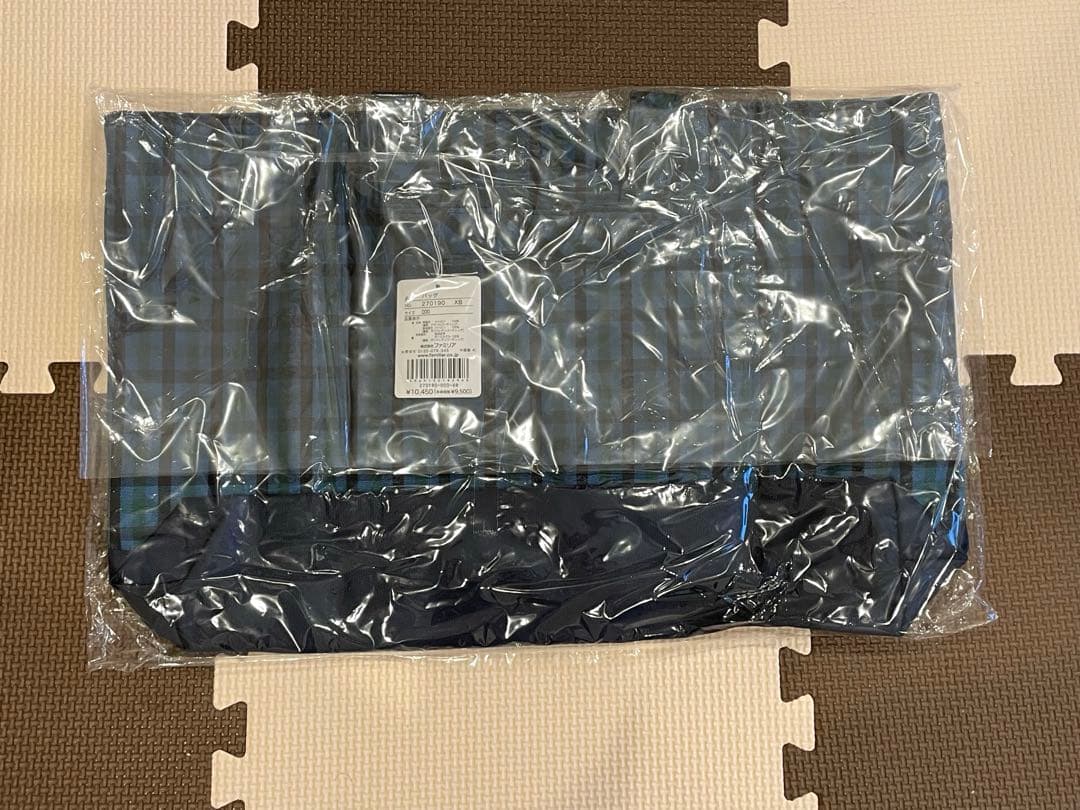 【新品】ファミリア　familiar レッスンバッグ　青チェック トートバッグ