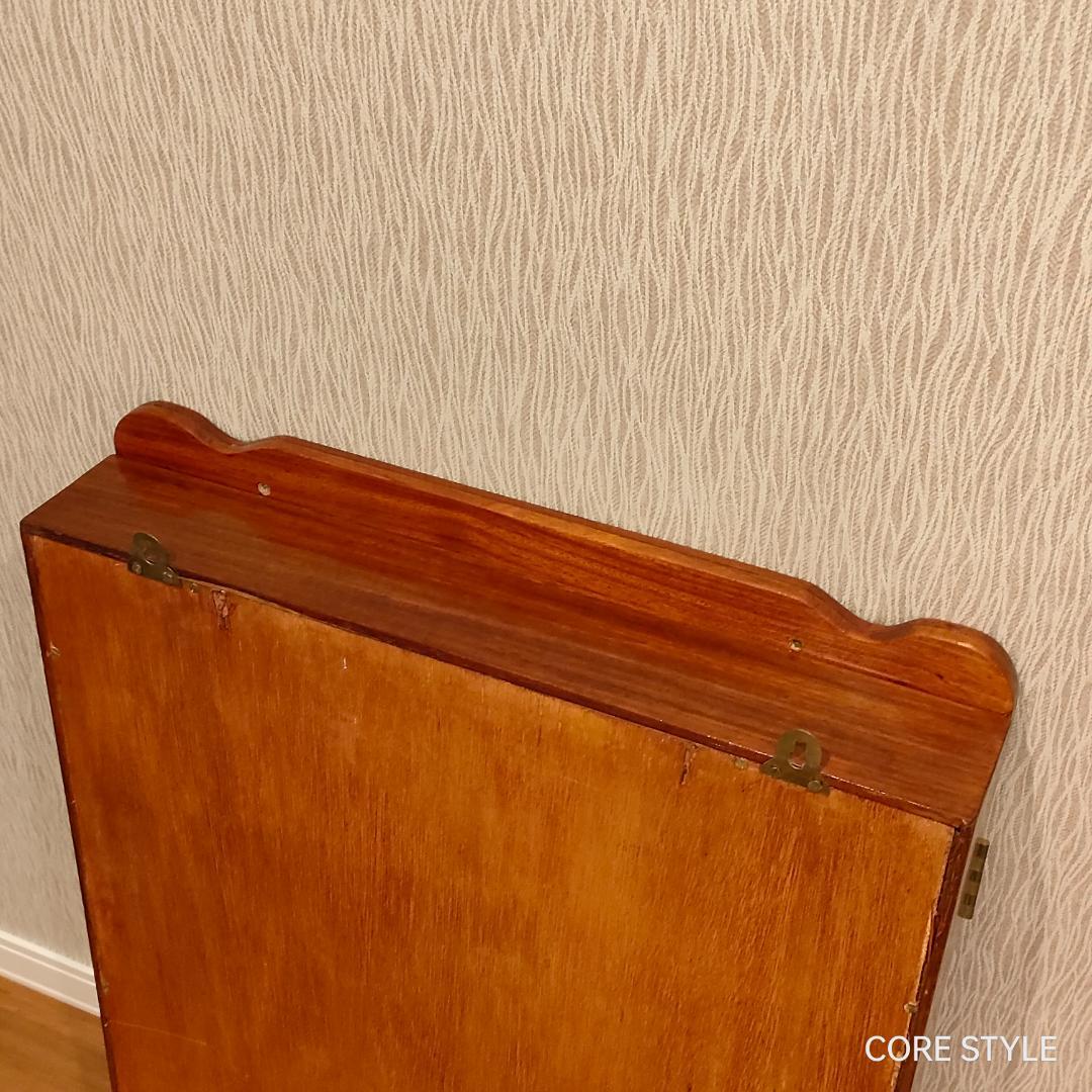 唐木家具　コレクションケース　鏡　壁掛け　アンティーク　A4