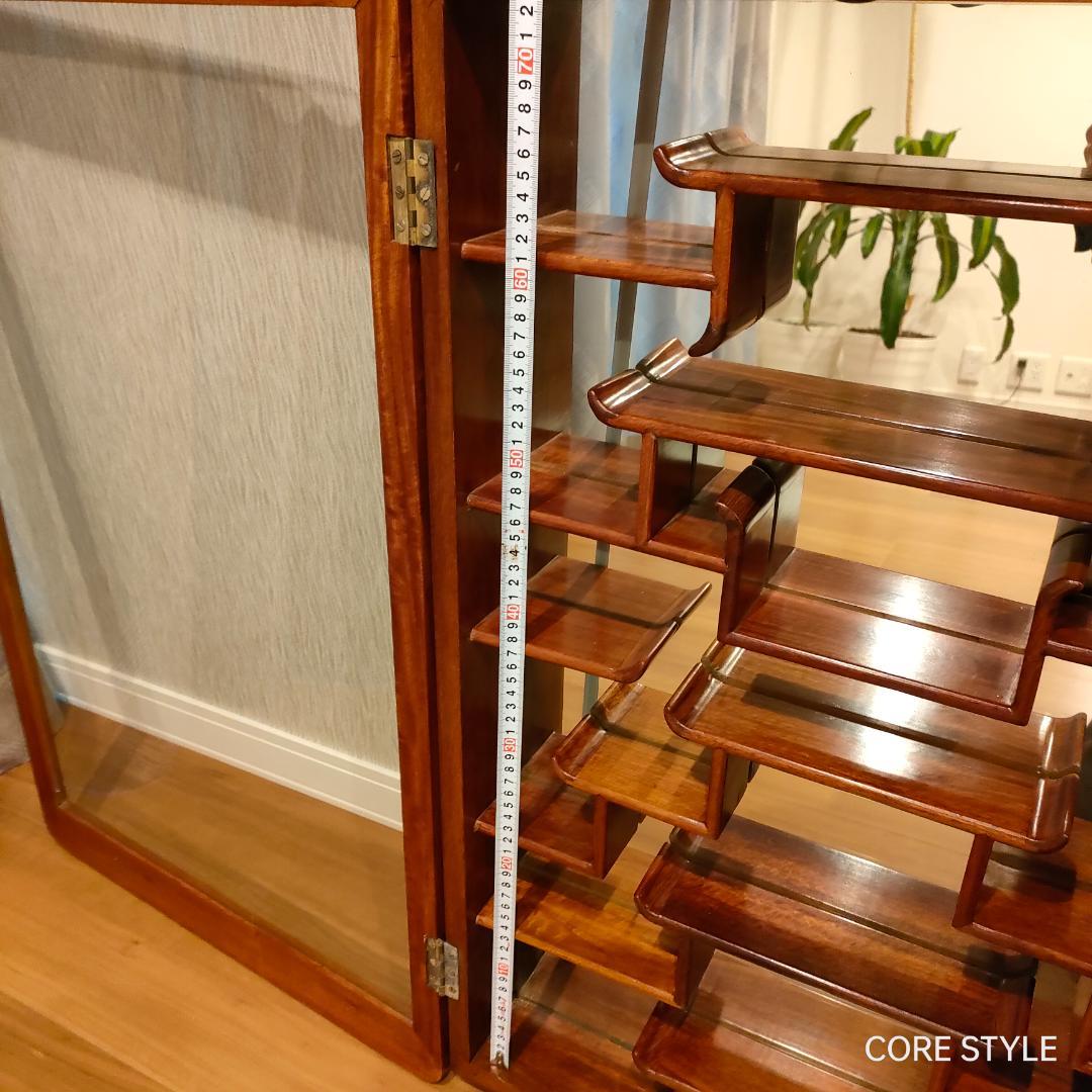 唐木家具　コレクションケース　鏡　壁掛け　アンティーク　A4