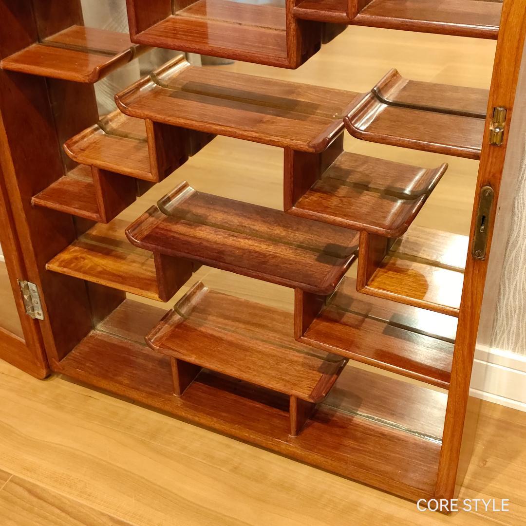 唐木家具　コレクションケース　鏡　壁掛け　アンティーク　A4