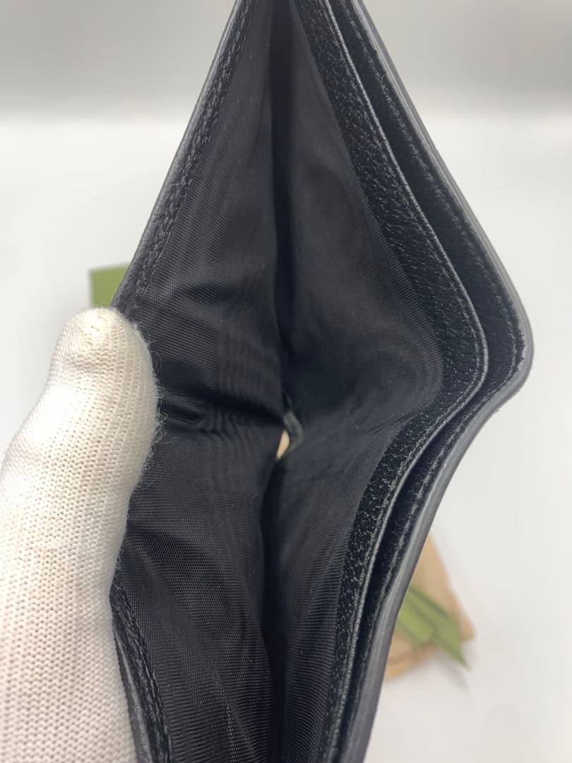 【美品】グッチ 二つ折り財布 アニマリエ ビー レザー ゴールド金具 P55