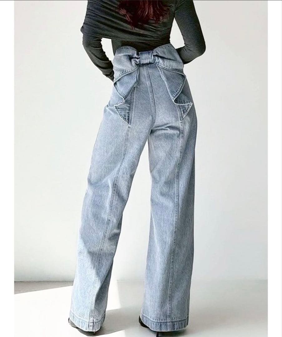 バックリボンデニムパンツ