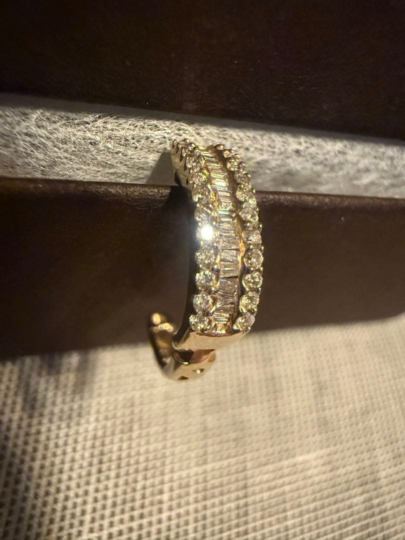 ダイヤモンド 10K イエローゴールド ピアス12mm