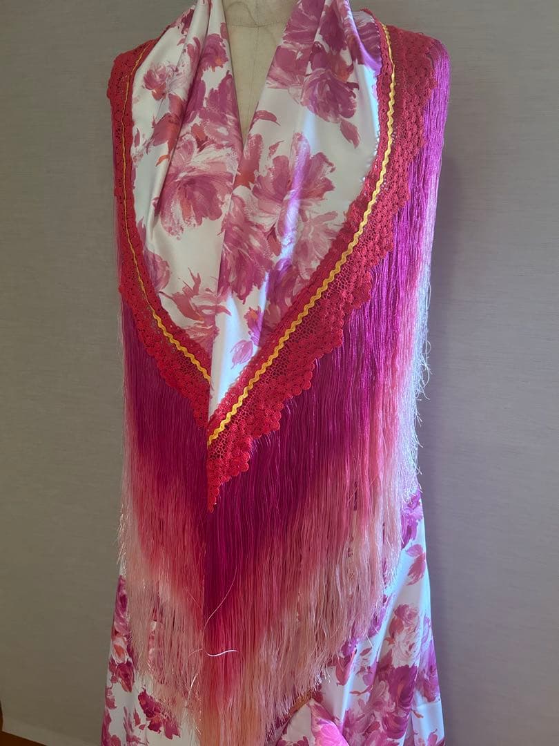 フラメンコ衣装シージョピキージョ3点セットドレス 花柄 フリンジ付き新品