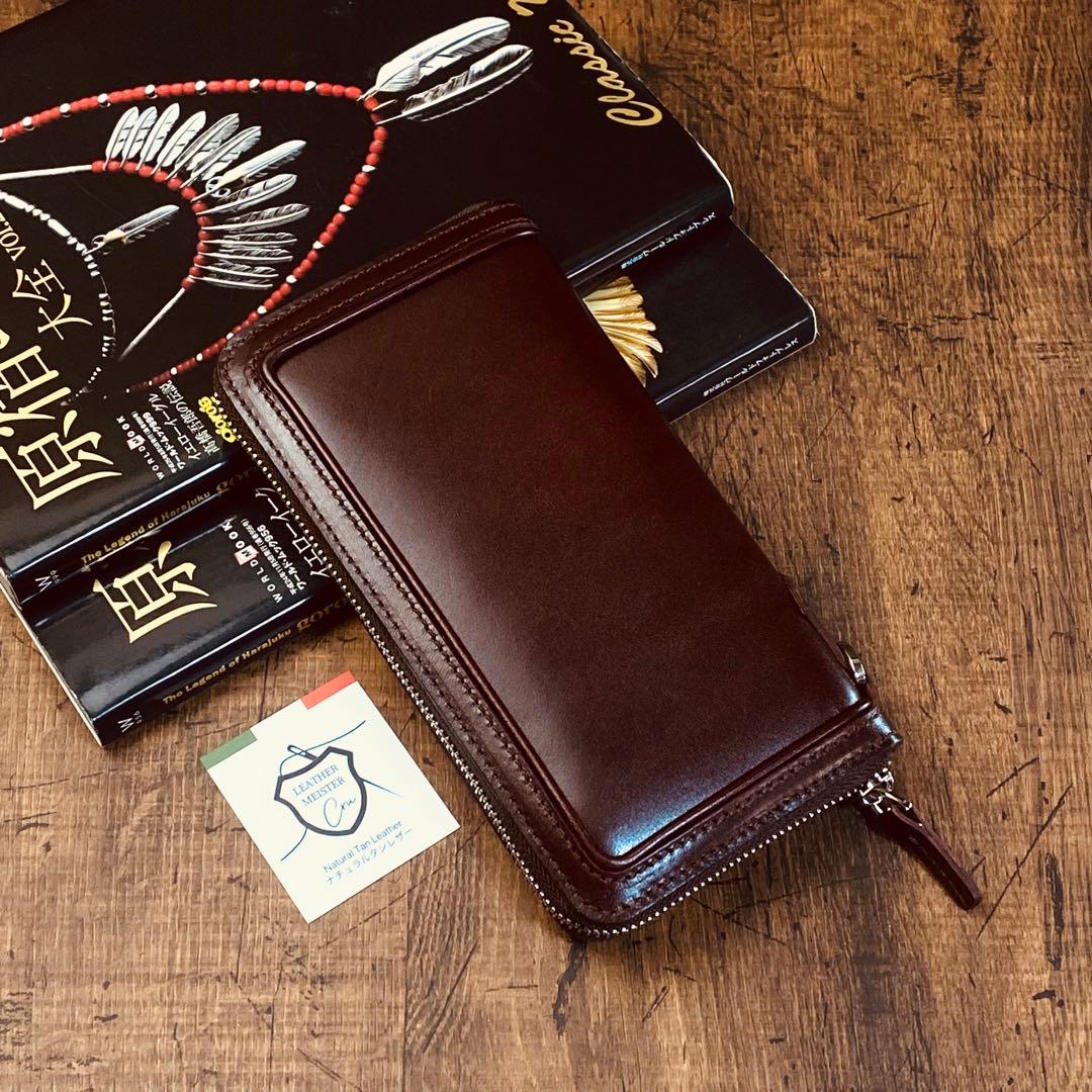 サドルレザー ラウンドファスナー メンズ財布 長財布 本革 ハンドメイド YKK