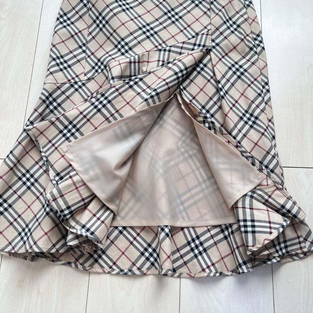 Y2K バーバリーブルーレーベル ノバチェック スカート マーメイド スリット