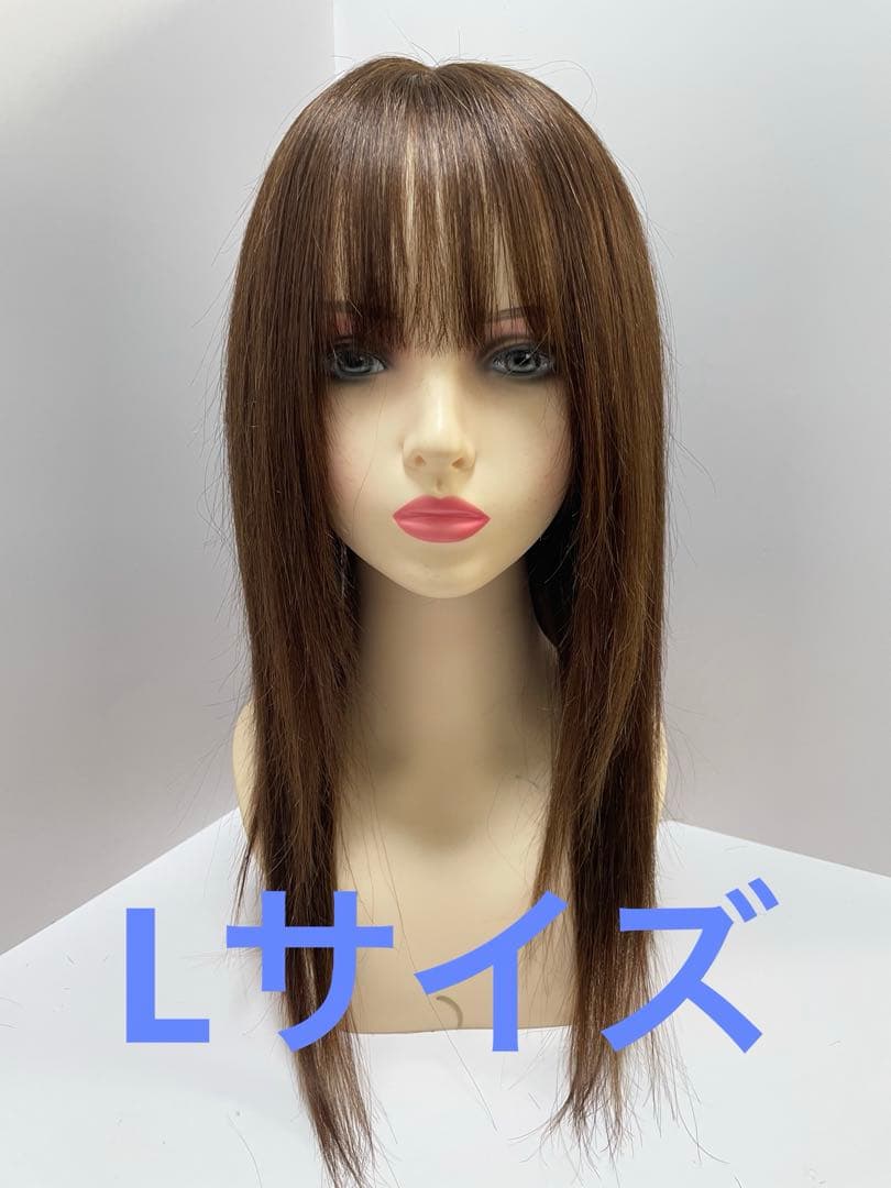 フルウィッグ人毛100%人毛ウィッグ医療ウィッグロングストレート広い頭皮Lサイズ