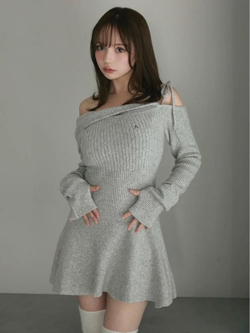 ワンピース Andmary Wendy flare mini dress gray