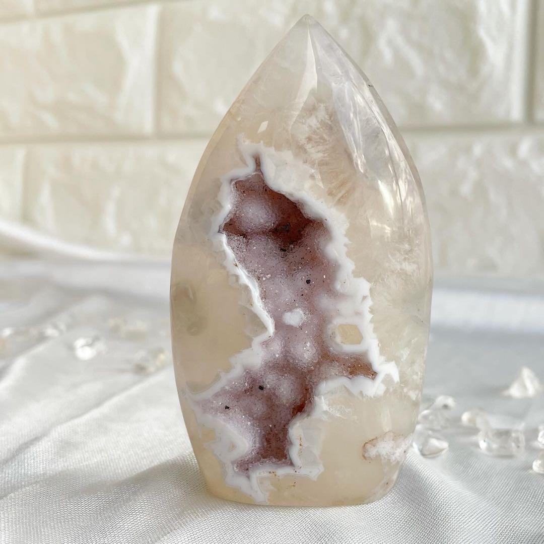 レア！ ピンクシュガー 桜瑪瑙アメジストジオード 天然石　笑口