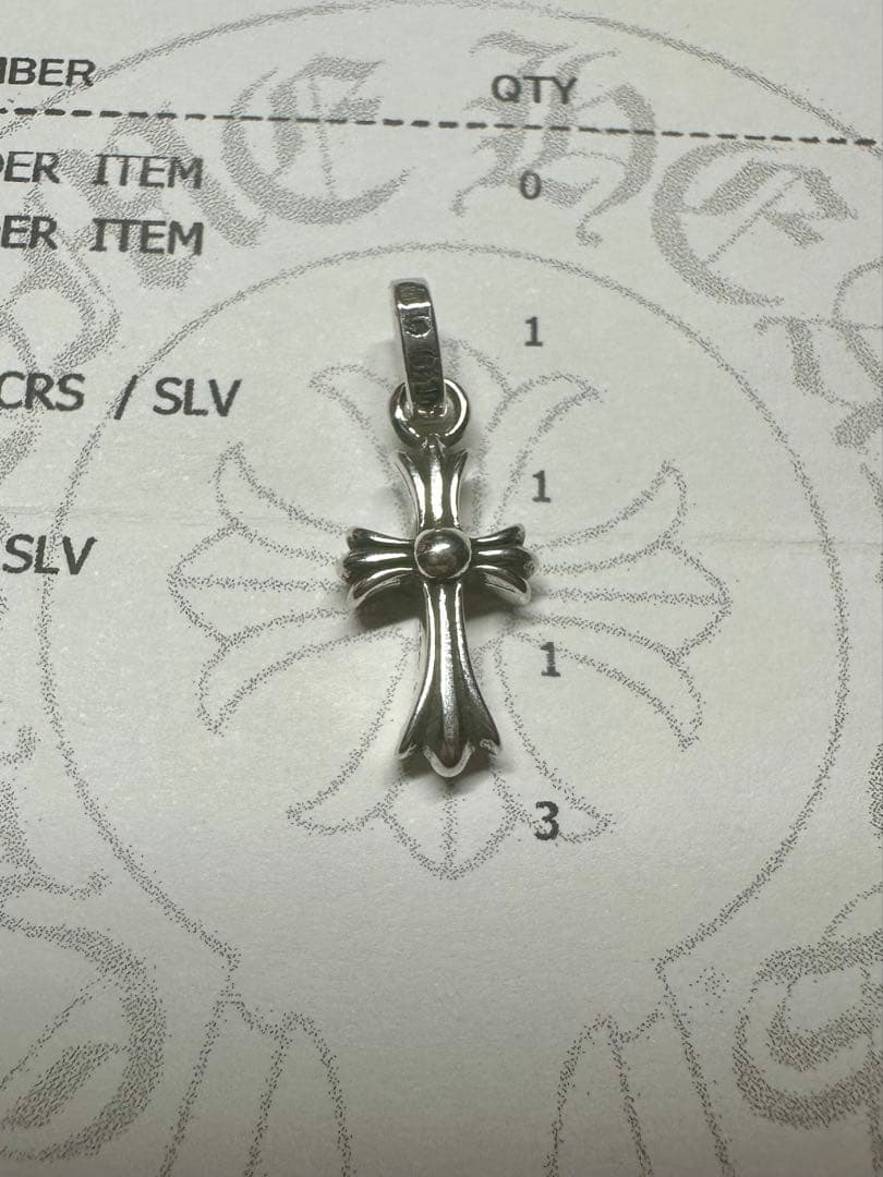 クロムハーツ　クロス　ベビーファット　チャーム　シルバー925天然パヴェ
