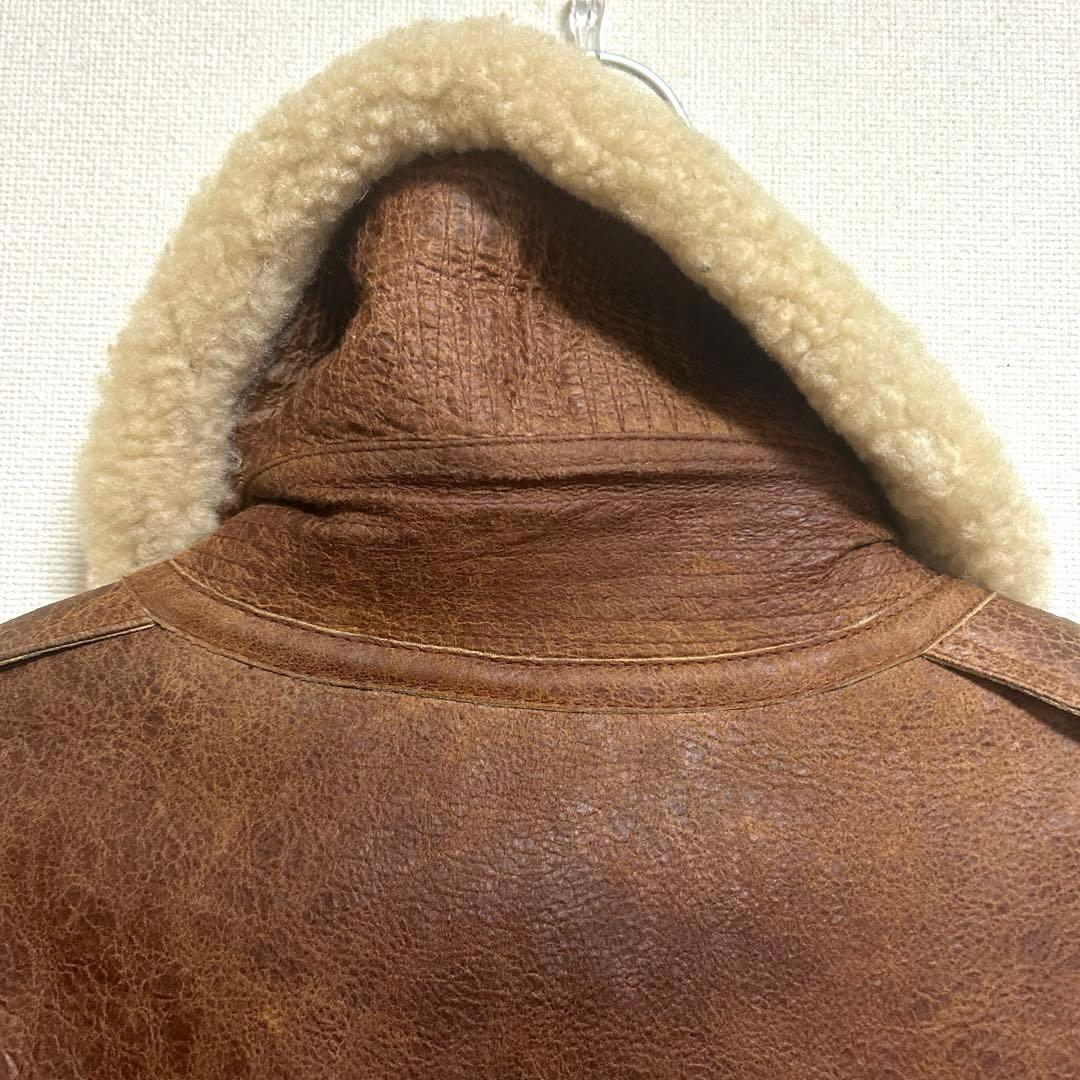 バーバリーブラックレーベル ムートン ジャケット 羊革 Ｌフライトジャケット