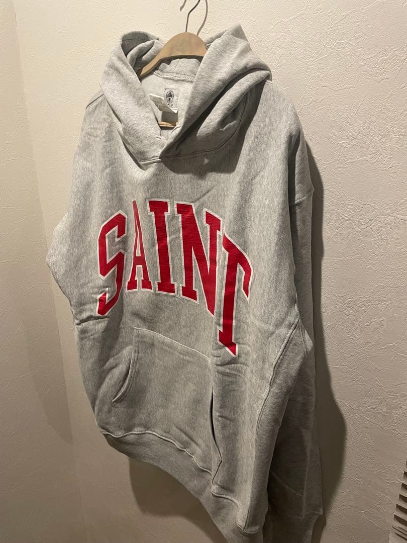 SAINT M××××ビッグロゴフードパーカー グレー