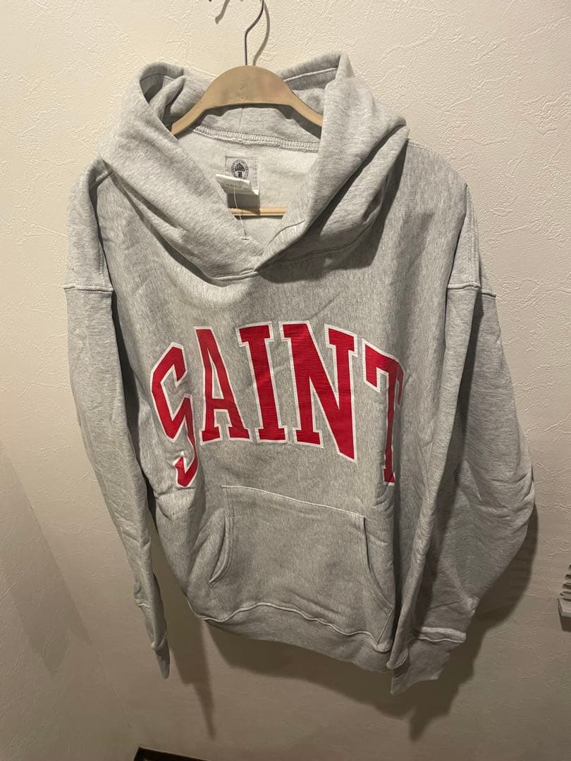 SAINT M××××ビッグロゴフードパーカー グレー