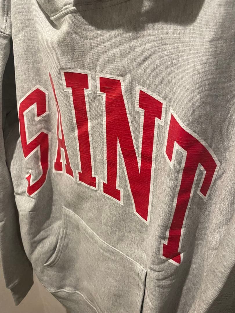 SAINT M××××ビッグロゴフードパーカー グレー