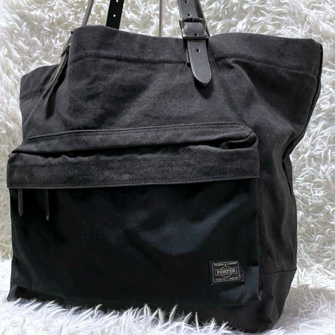 PORTER BRIDGE バイオウォッシュ キャンバス トートバッグ ブラック