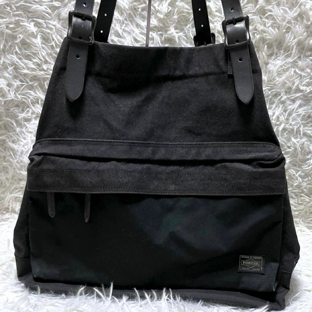 PORTER BRIDGE バイオウォッシュ キャンバス トートバッグ ブラック