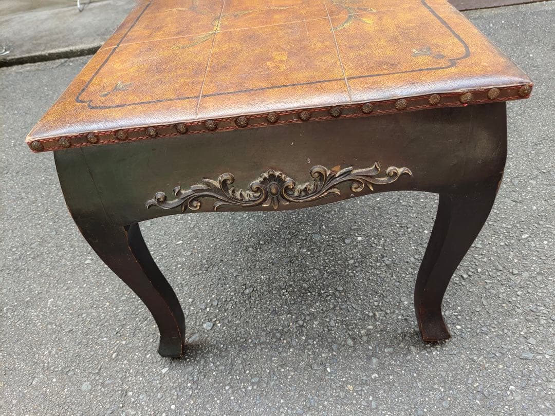 時代家具　猫脚デスク　両面引き出　飾台　西洋っぽい　コーヒーテーブル　店舗什器