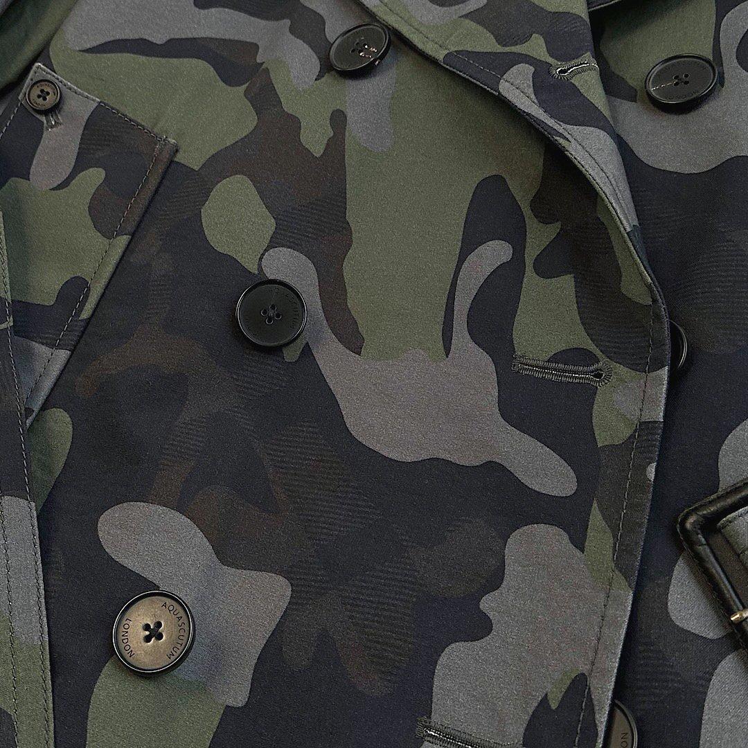 アクアスキュータム 定価18万 英国製 トレンチコート カモフラ 36 撥水加工