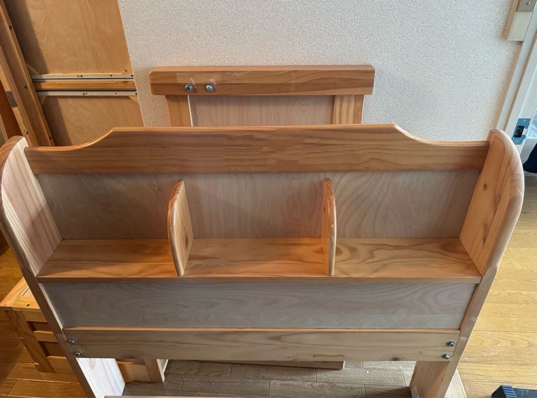 【引取限定】ニトリ シングル 天然木宮付きすのこベッド たっぷり収納引き出し付き